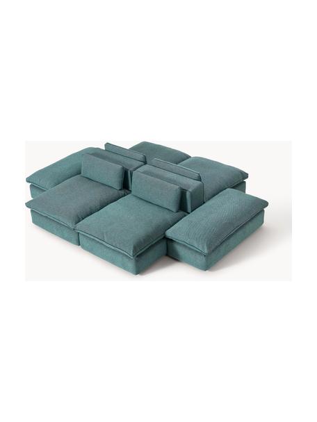 Sofa modułowa Felix, Tapicerka: 100% poliester Dzięki tka, Nogi: tworzywo sztuczne Ten pro, Turkusowo-zielona tkanina, B 320 x T 250 cm