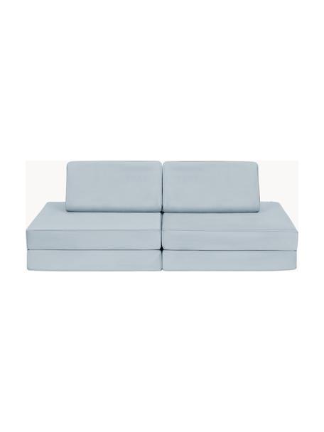 Ręcznie wykonana dziecięca sofa modułowa z aksamitu Mila, Tapicerka: aksamit (100% poliester) , Jasnoniebieski aksamit, S 130 x G 65 cm