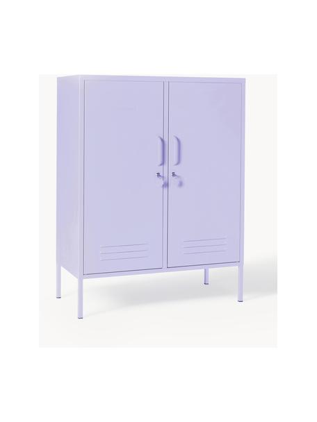 Credenza alta in metallo Midi, Acciaio verniciato a polvere, Lilla, Larg. 85 x Alt. 111 cm