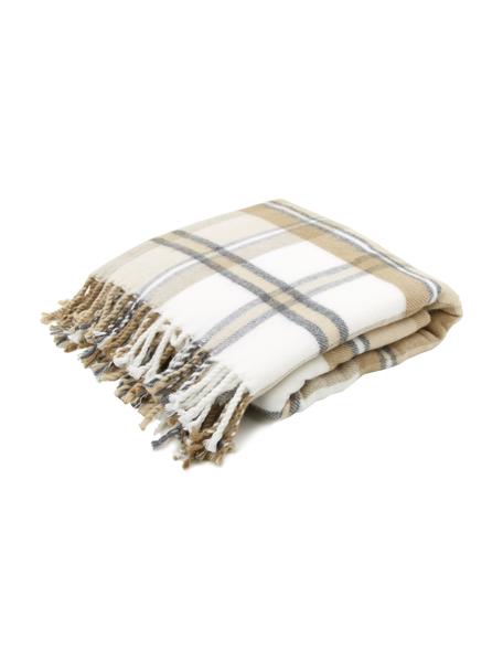 Kockovaná deka so strapcami Neva, 100 % polyakryl, Béžová, Š 130 x D 170 cm