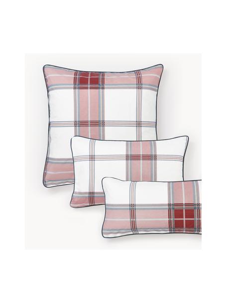 Károvaný povlak na polštář z bavlněného perkálu Scarlet, Červená, bílá, Š 40 cm, D 80 cm