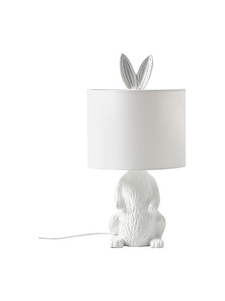 Lampada da tavolo con coniglio Cesta, Paralume: tessuto, Base della lampada: poliresina, Bianco, Ø 24 x Alt. 48 cm