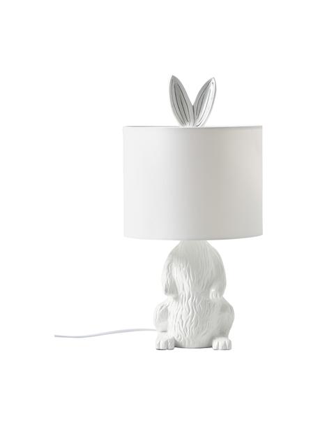 Lámpara de mesa en forma de conejo Cesta, Pantalla: tela, Cable: plástico, Blanco, Ø 24 x Al 48 cm