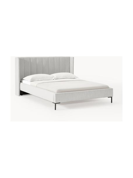 Cama tapizada Dusk, Tapizado: tejido finamente estructu, Estructura: madera de pino maciza con, Patas: metal con pintura en polv, Tejido gris claro, An 160 x L 200 cm