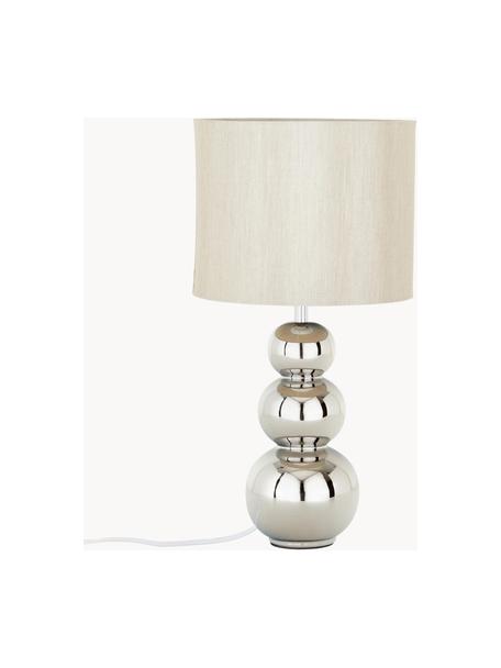Keramische tafellamp Regina in zilverkleur, Lampenkap: textiel, Lampvoet: keramiek, Taupe, chroomkleurig, Ø 25 x H 49 cm