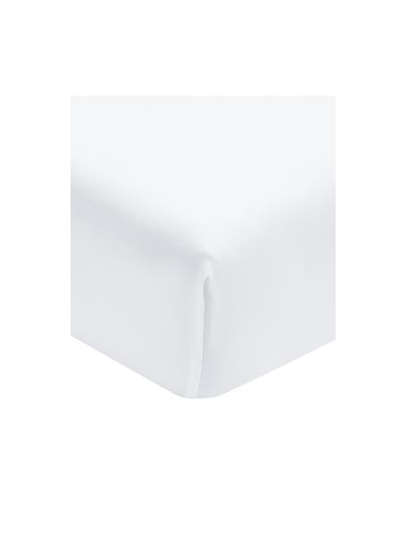 Sábana bajera de satén de algodón ecológico Premium, Blanco, Cama 180 cm (180 x 200 cm)