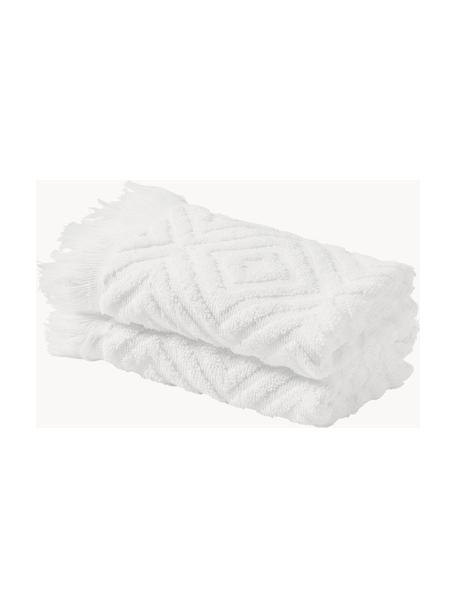 Handdoek Jacqui in verschillende formaten, met hoog-laag patroon, Wit, Gastendoekje, B 30 x L 50 cm, 2 stuks