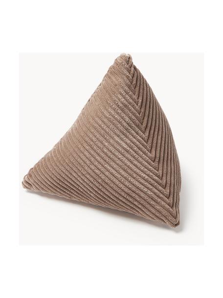 Driehoekige corduroy kussen Kylen, Nougat, B 40 x L 40 cm