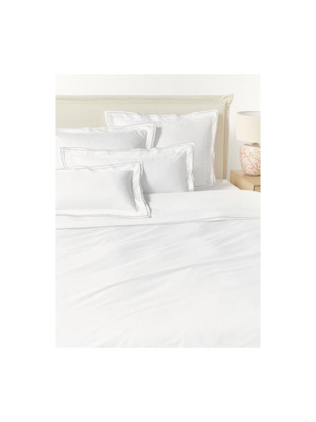 Housse de couette en satin de coton Carlotta, Blanc, beige clair, larg. 140 x long. 200 cm