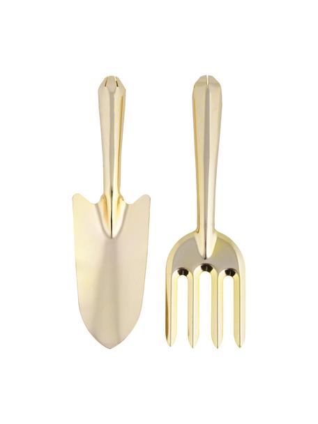 Outils de jardin Monia, 2 élém., Acier au carbone, enduit, Couleur laitonnée, larg. 8 x haut. 27 cm