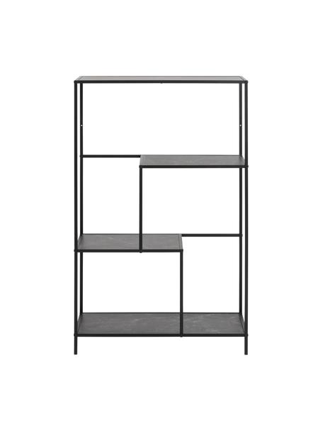 Staande rek Infinity in marmerlook, Frame: gepoedercoat metaal, Zwart, gemarmerd, B 72 x H 114 cm