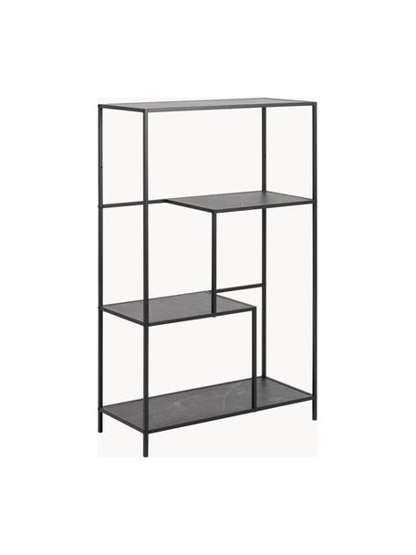 Wandkast Infinity in marmerlook, Frame: gepoedercoat metaal, Zwart, gemarmerd, B 72 x H 114 cm