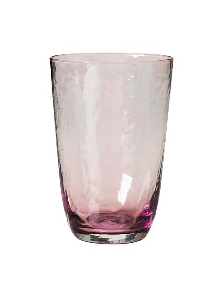 Mondgeblazen waterglazen Hammered, 4 stuks, Mondgeblazen glas, Lila, transparant, Ø 9 x H 14 cm