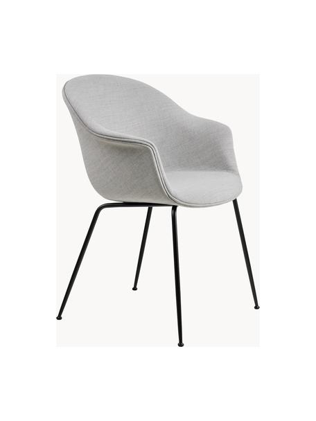 Židle s područkami Bat, Světle šedá, matná černá, Š 61 cm, H 57 cm