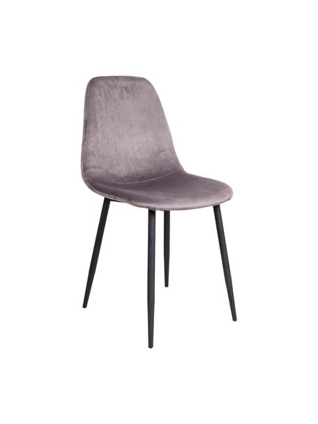 Krzesło tapicerowane z aksamitu Stockholm, Tapicerka: aksamit Dzięki tkaninie w, Nogi: metal lakierowany, Szary aksamit, czarny, S 50 x G 47 cm