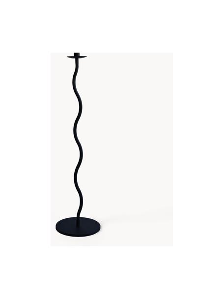 Bougeoir Curved, haut. 86 cm, Acier inoxydable, revêtement par poudre, Noir, Ø 24 x haut. 86 cm