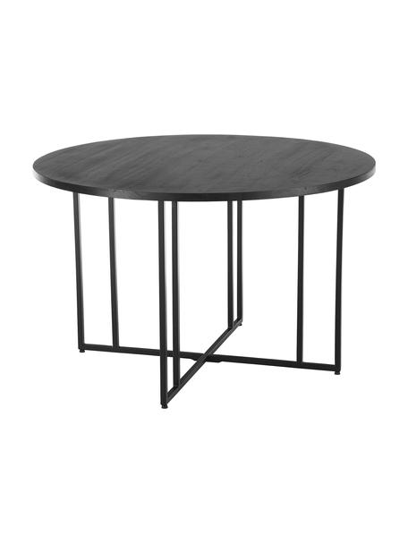 Mesa de comedor redonda de madera de mango Luca, tamaños diferentes, Tablero: madera de mango maciza ce, Estructura: metal con pintura en polv, Negro, Ø 120 x Al 75 cm