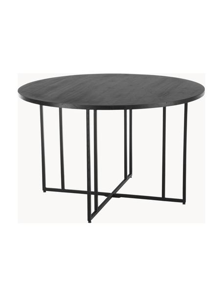 Mesa de comedor redonda de madera de mango Luca, tamaños diferentes, Tablero: madera de mango maciza ce, Estructura: metal con pintura en polv, Madera de mango negro pintado, negro, Ø 120 cm
