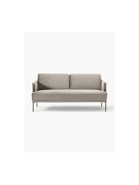 Samt-Sofa Fluente (2-Sitzer), Bezug: Samt (Hochwertiger Polyes, Gestell: Massives Kiefernholz, FSC, Füße: Metall, pulverbeschichtet, Samt Greige, B 166 x T 85 cm