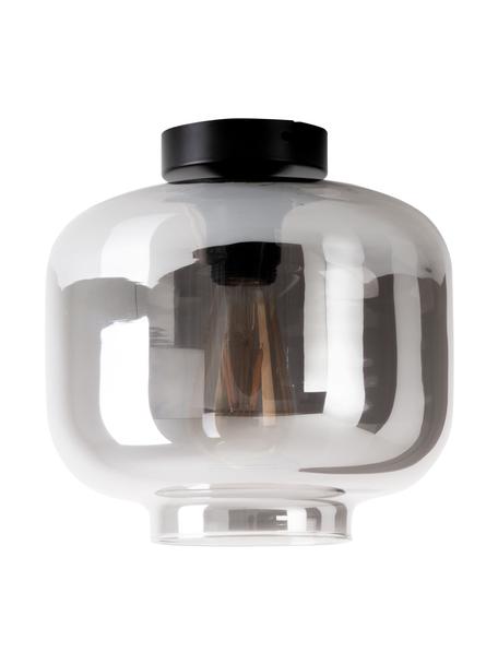 Kleine plafondlamp Vaso van gespiegeld glas, Lampenkap: glas, Baldakijn: gecoat metaal, Chroomkleurig, gespiegeld, zwart, Ø 25 x H 21 cm