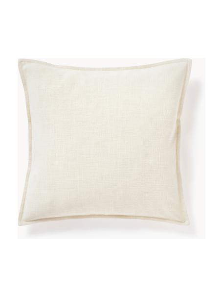 Housse de coussin 50s50 en coton Vicky, 100 % coton bio, Blanc crème, larg. 50 x long. 50 cm