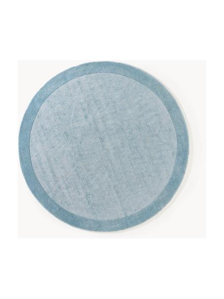 Rond laagpolig vloerkleed Kari, 100% polyester, GRS-gecertificeerd, Blauwtinten, Ø 150 cm (maat M)