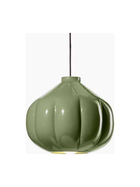 Lampada a sospensione fatta a mano Afoxe, Paralume: ceramica, Baldacchino: metallo rivestito, Verde oliva, Ø 34 x Alt. 30 cm