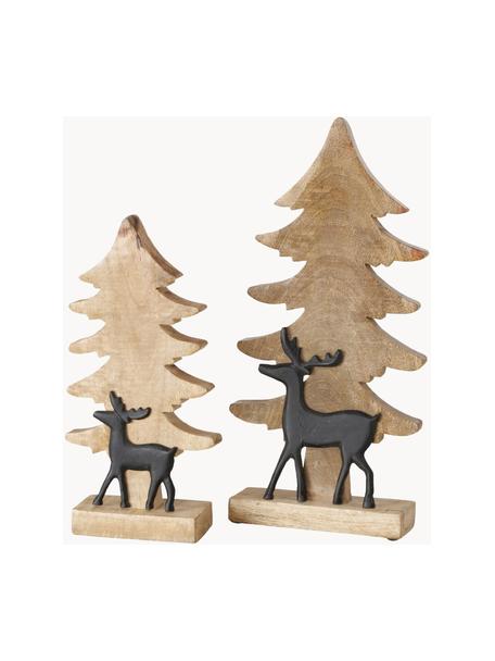 Accessoires déco faits main Taxel, 2 élém., Brun clair, noir, Lot de différentes tailles