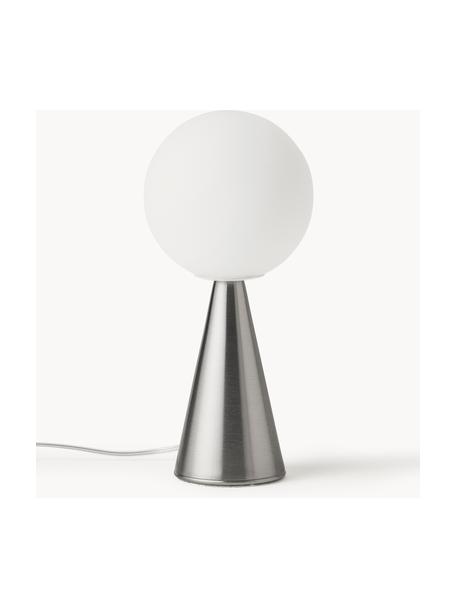 Malá stolní lampa Bilia, ručně vyrobená, Bílá, stříbrná, Ø 12 cm, V 26 cm