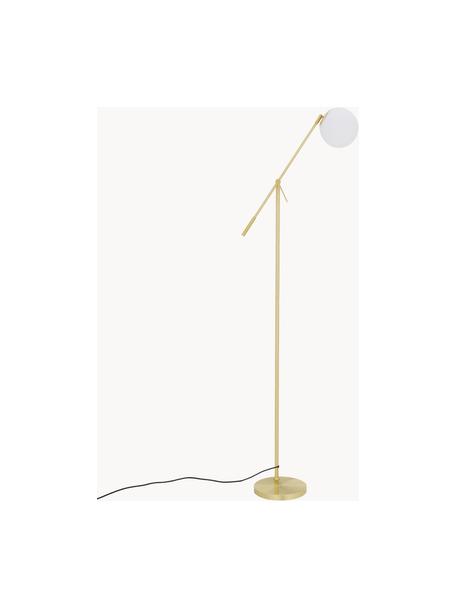 Lámpara de pie de vidrio opalino Moon, Pantalla: vidrio, Cable: plástico, Blanco, latón, Al 162 cm