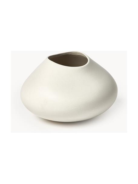 Vase artisanal Latona, haut. 19 cm, Grès cérame, Blanc crème, Ø 26 x haut. 19 cm