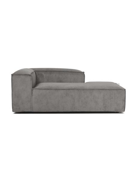 Chaise longue hoekmodule Lennon van corduroy, Bekleding: corduroy (92% polyester, , Frame: massief grenenhout, FSC-g, Poten: kunststof, Corduroy grijs, B 119 x D 180 cm, hoekdeel links