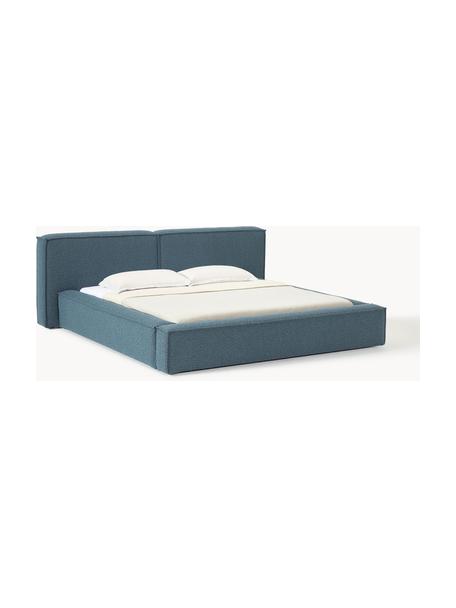 Čalúnená buklé posteľ Lennon, Buklé sivomodrá, Š 248 x D 243 cm (spacia plocha 180 x 200 cm)