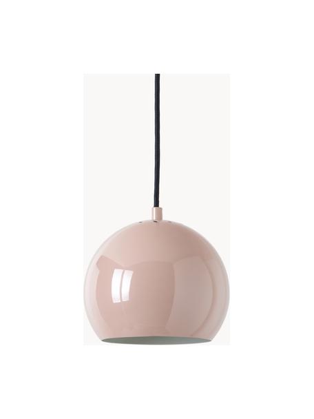 Kleine bolvormige hanglamp Ball, Lampenkap: gecoat metaal, Lichtroze, Ø 18 x H 16 cm