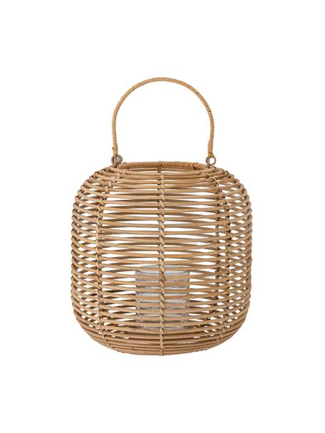 Farolillo de ratán Nei, Portavelas: vidrio, Marrón claro, Ø 25 x Al 35 cm