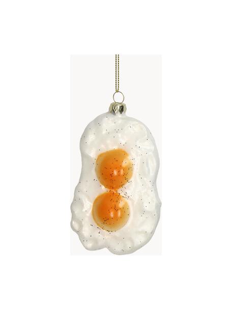 Baumanhänger Eggs Sunny Side, Glas, Weiß, Orange, B 7 x H 12 cm