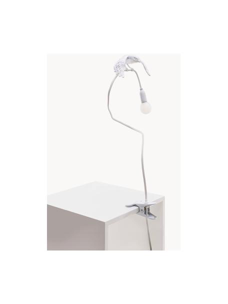 Lampada da tavolo grande con morsetto Sparrow, orientabile, Plastica, Bianco opaco, Larg. 10 x Alt. 100 cm