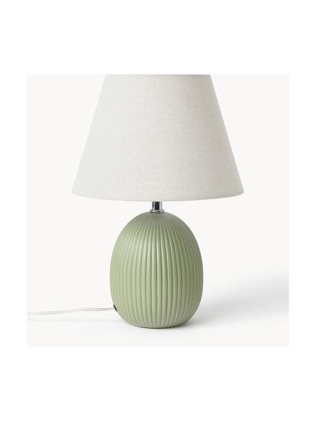 Tischlampe Desto, Lampenschirm: Leinen (100 % Polyester), Lampenfuß: Keramik, Olivgrün, Ø 25 x H 36 cm