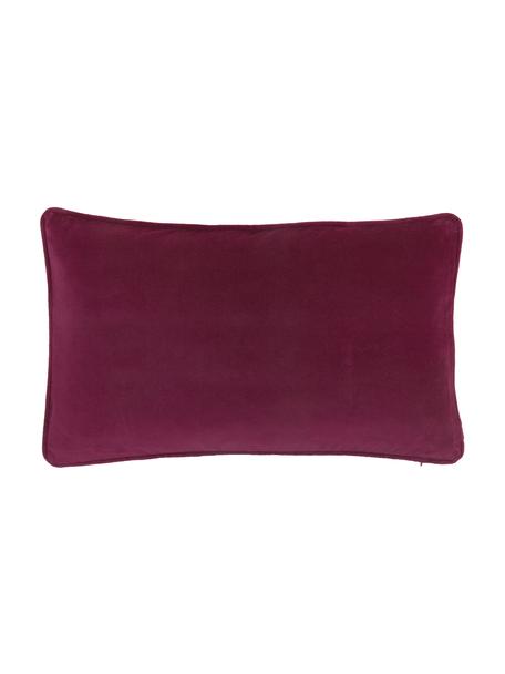 Housse de coussin rectangulaire velours lie de vin Dana, 100 % velours de coton, Lie de vin, larg. 30 x long. 50 cm