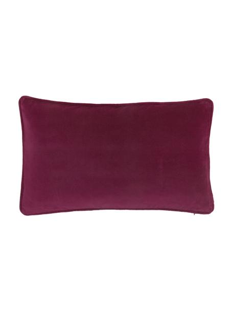 Poszewka na poduszkę z aksamitu Dana, 100% aksamit bawełniany, Wiśniowy, S 30 x D 50 cm