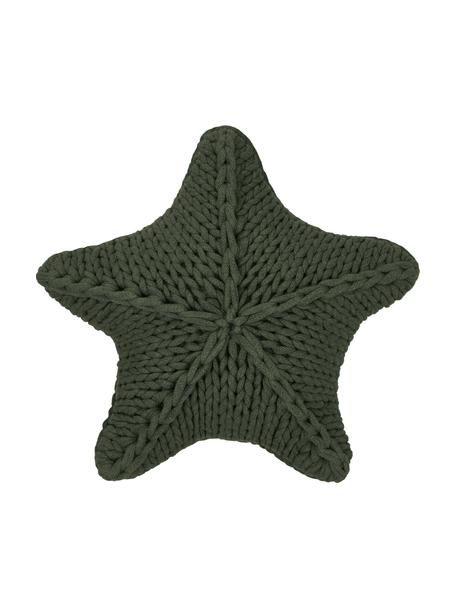 Grof gebreid kussen Sparkle in donkergroen, met tijk, Bekleding: 100% katoen, Donkergroen, B 45 x L 45 cm
