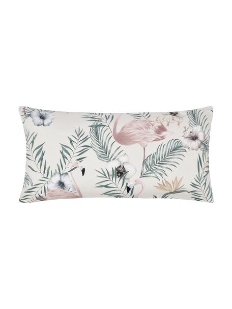 Baumwollsatin-Kopfkissenbezüge Elliana mit Flamingo-Print, 2 Stück, Webart: Satin Fadendichte 200 TC,, Beige, Rosa, Grün, 40 x 80 cm