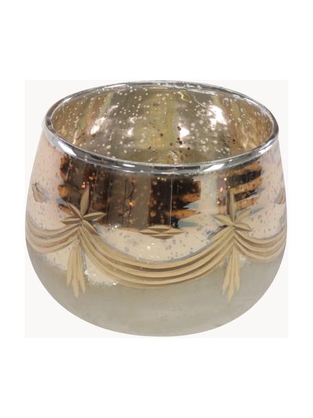 Waxinelichthouder Grava, Glas, Goudkleurig, beige, Ø 13 x H 10 cm