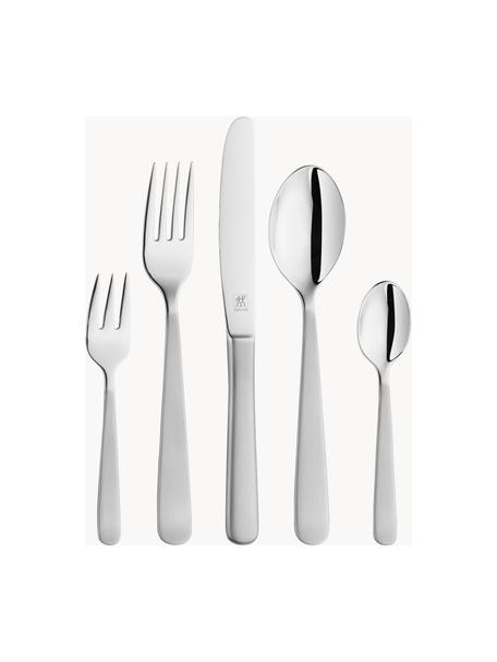 Bestekset Trend van edelstaal, 6 personen (30-delig), Edelstaal, Mat zilverkleurig, Set met verschillende maten