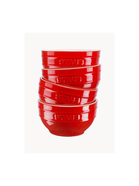 Bols artisanaux Ceramique, 4 pièces, Céramique, émaillé, Rouge, Ø 12 x haut. 6 cm