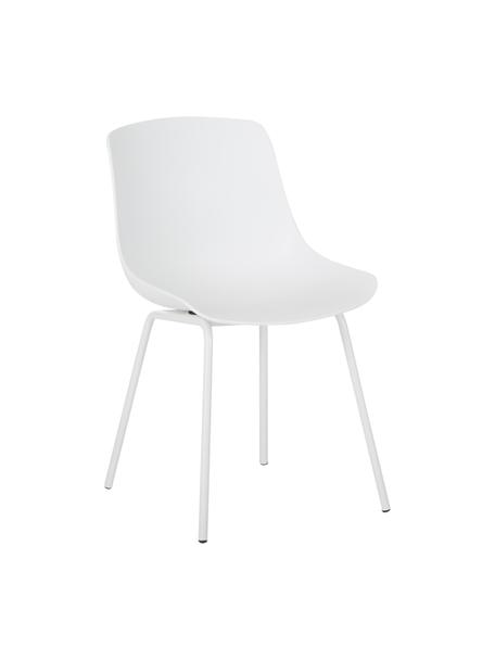 Kunststoffen stoelen Dave met metalen poten, 2 stuks, Zitvlak: kunststof, Poten: gepoedercoat metaal, Wit, B 46 x D 53 cm