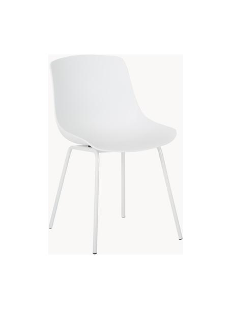 Kunststoffstühle Dave mit Metallbeinen, 2 Stück, Sitzfläche: Kunststoff, Beine: Metall, pulverbeschichtet, Weiß, B 46 x T 53 cm
