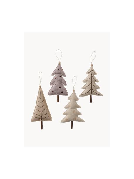 Weihnachtsbaumanhänger-Set Sivo, 4er-Set, Gestell: Scheinkastanienholz, Beige, Holz, B 10 x H 22 cm