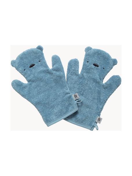 Manoplas de baño Terry, 2 uds., 100% algodón felpa rizo, Azul, An 20 x L 25 cm