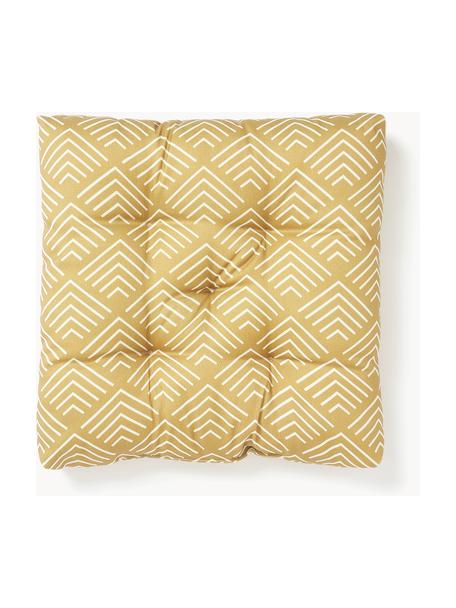 Vankúš na sedenie s grafickým vzorom do exteriéru Milano, Horčičová, biela, Š 40 x D 40 cm